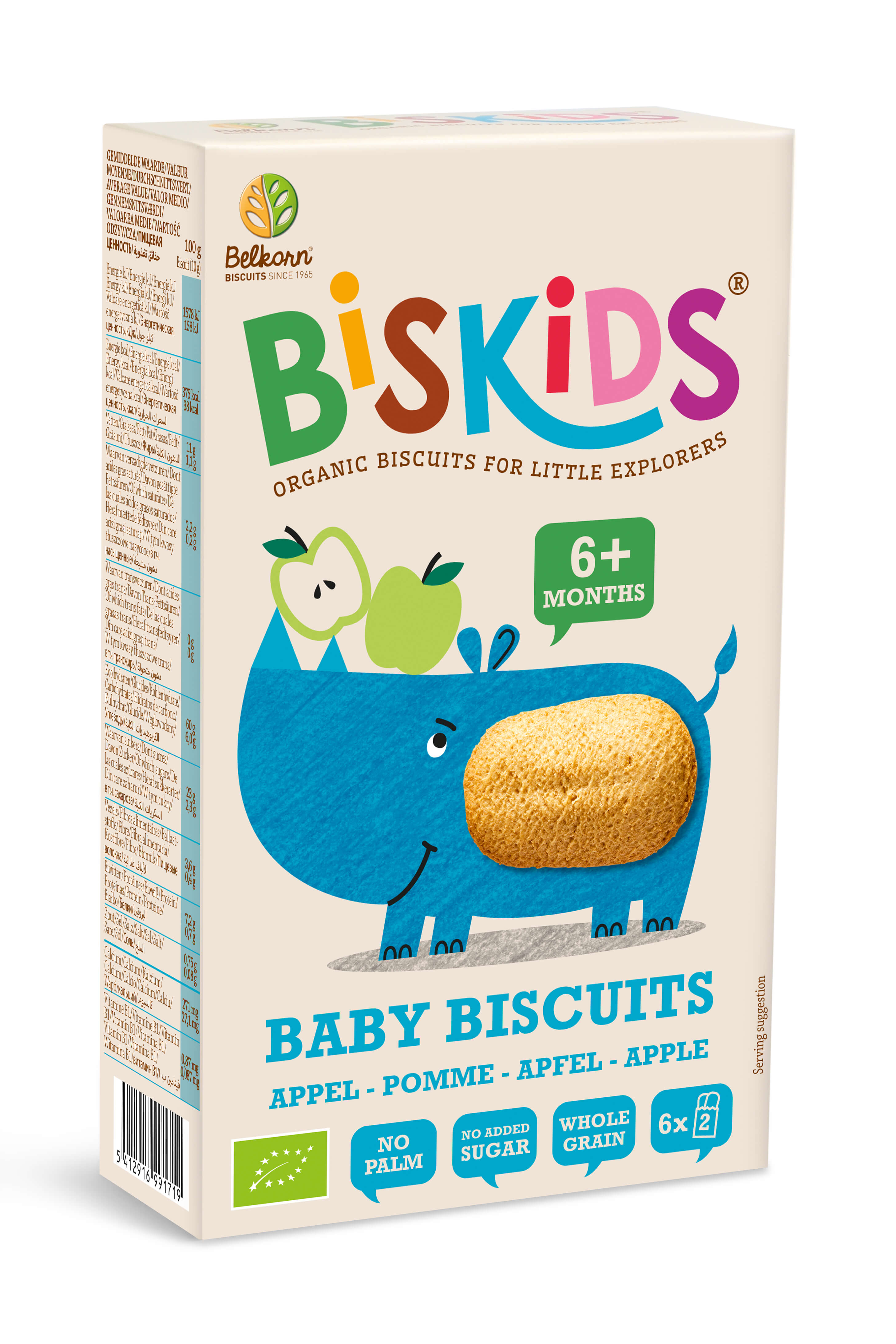 Biskids Biscuits pour bébé avec pomme +6 mois s.s. bio 120g